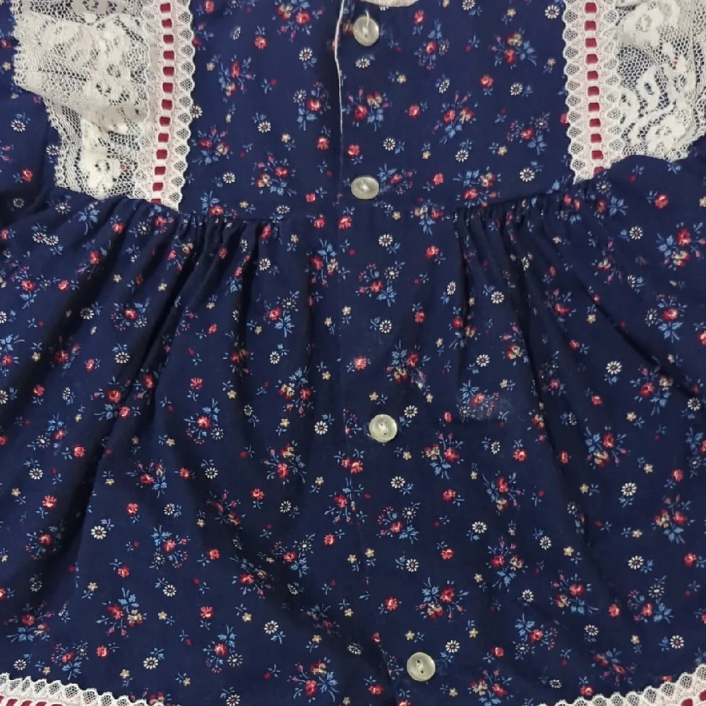 Navy Blue Floral Lace Kids Dress